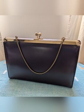 Vintage Brown Handbag Purse with Gold Details